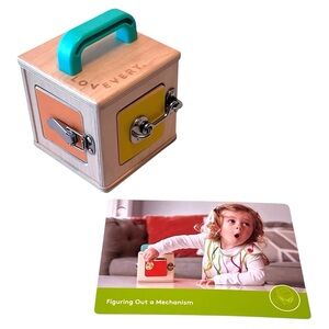 Lovevery Wooden Lockbox & Info Play Card Toddler Montessori Learning 19M+